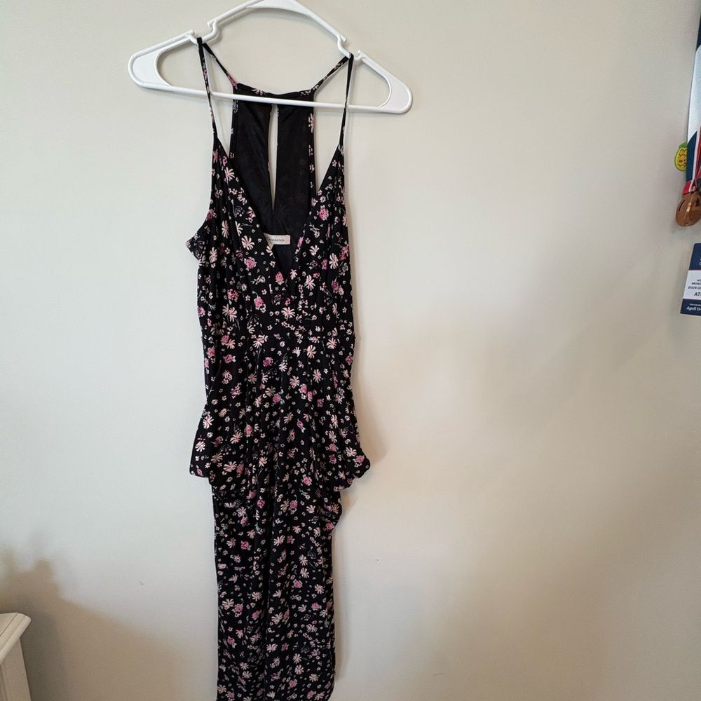 BCBGeneration NWOT black and pink floral midi dress